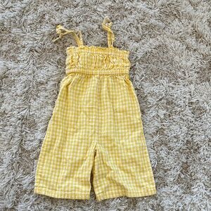 Cotton and Linen Yellow Gingham Romper Size 18-24m